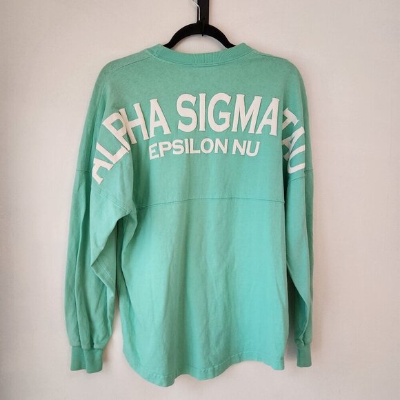 Spirit Jersey Long Sleeve T-Shirt Tee Mint Green Alpha Sigma Tau Epsilon Nu XS - Picture 3 of 9